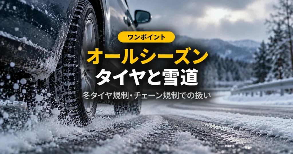 雪道を走るタイヤのクローズアップ