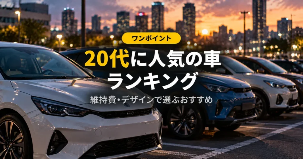 夕暮れの駐車場に並ぶコンパクトカーと小型SUV