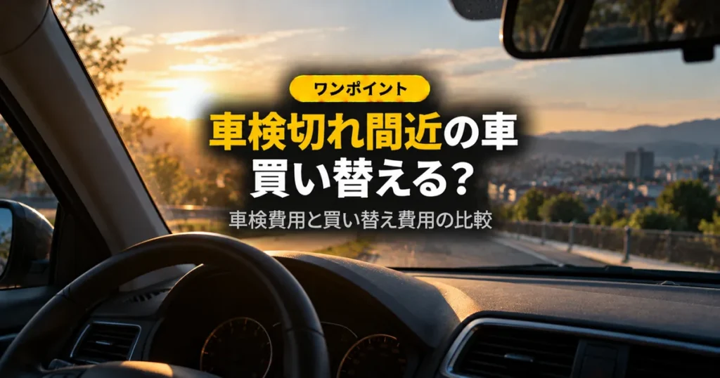 運転席から見たダッシュボードと朝の光