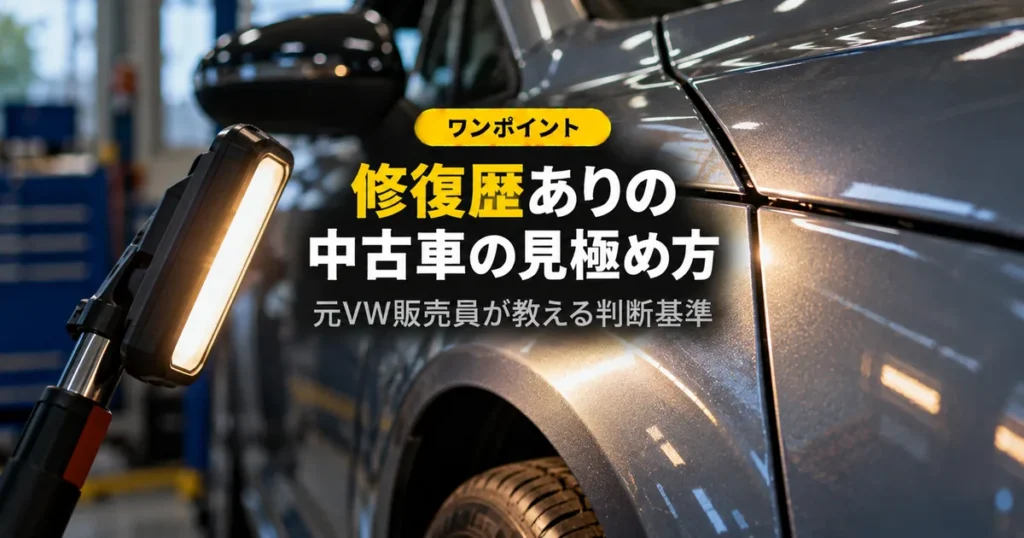 ボディパネルの継ぎ目を照らす作業ライト